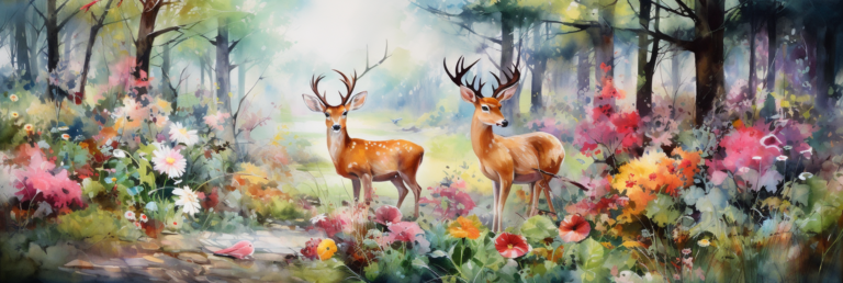 stoony3447 A vibrant watercolor canvas depicting a lively fores b98579e7 5fa1 413b abac 30d96f45b7eb