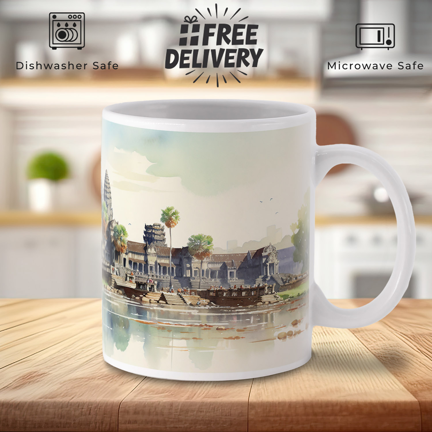 Angkor Wat Reflection Mug - 11oz Ceramic Travel Gift