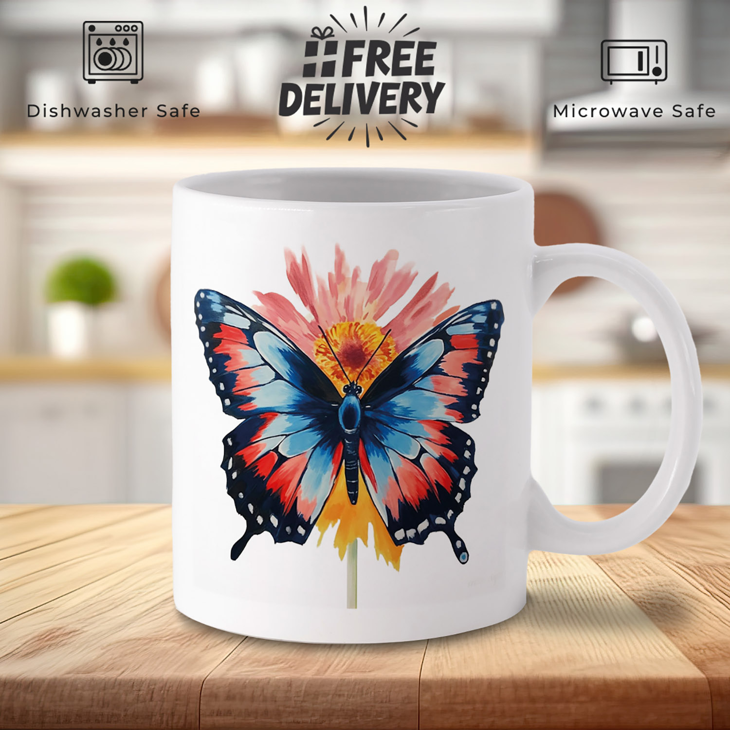 Vibrant Butterfly Bloom Mug - Perfect for Tea & Coffee Lovers