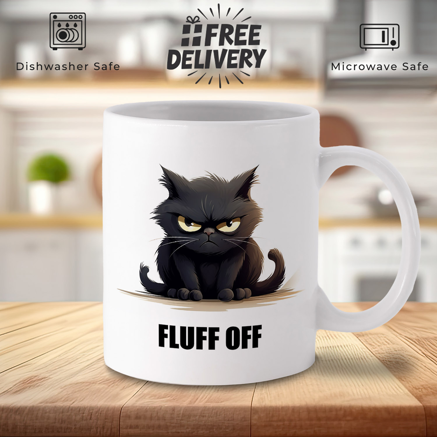 Cheeky Cat Fluff Off Mug - Perfect for Coffee Lovers