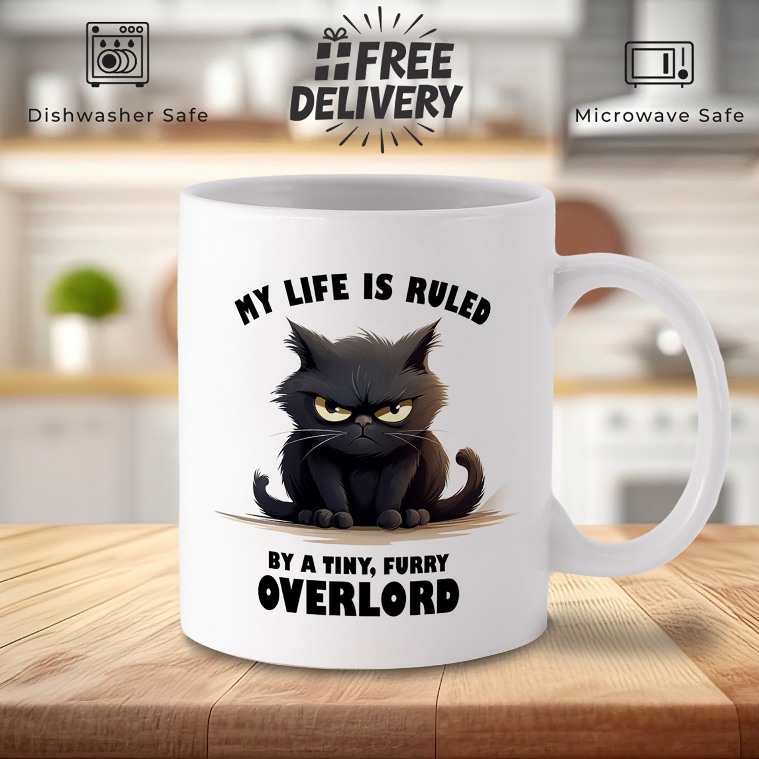 Feline Overlord Mug: Quirky Cat Lover's 11oz Ceramic Cup