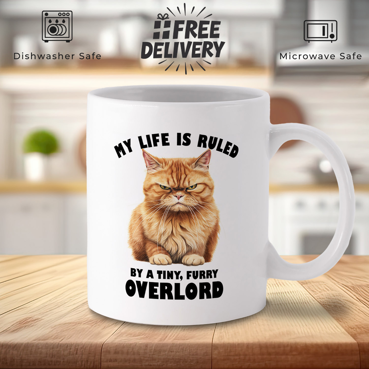 Quirky Ginger Cat Overlord Mug for Pet Lovers - 11oz