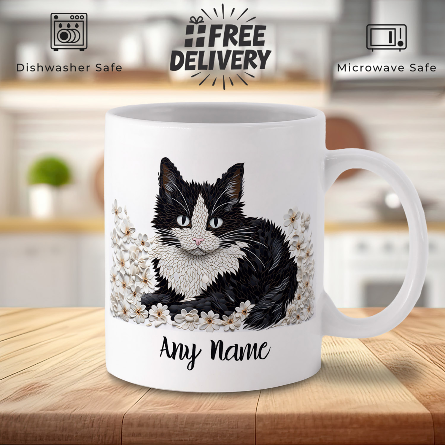 Personalised Tuxedo Cat Mug - Perfect Gift for Cat Lovers