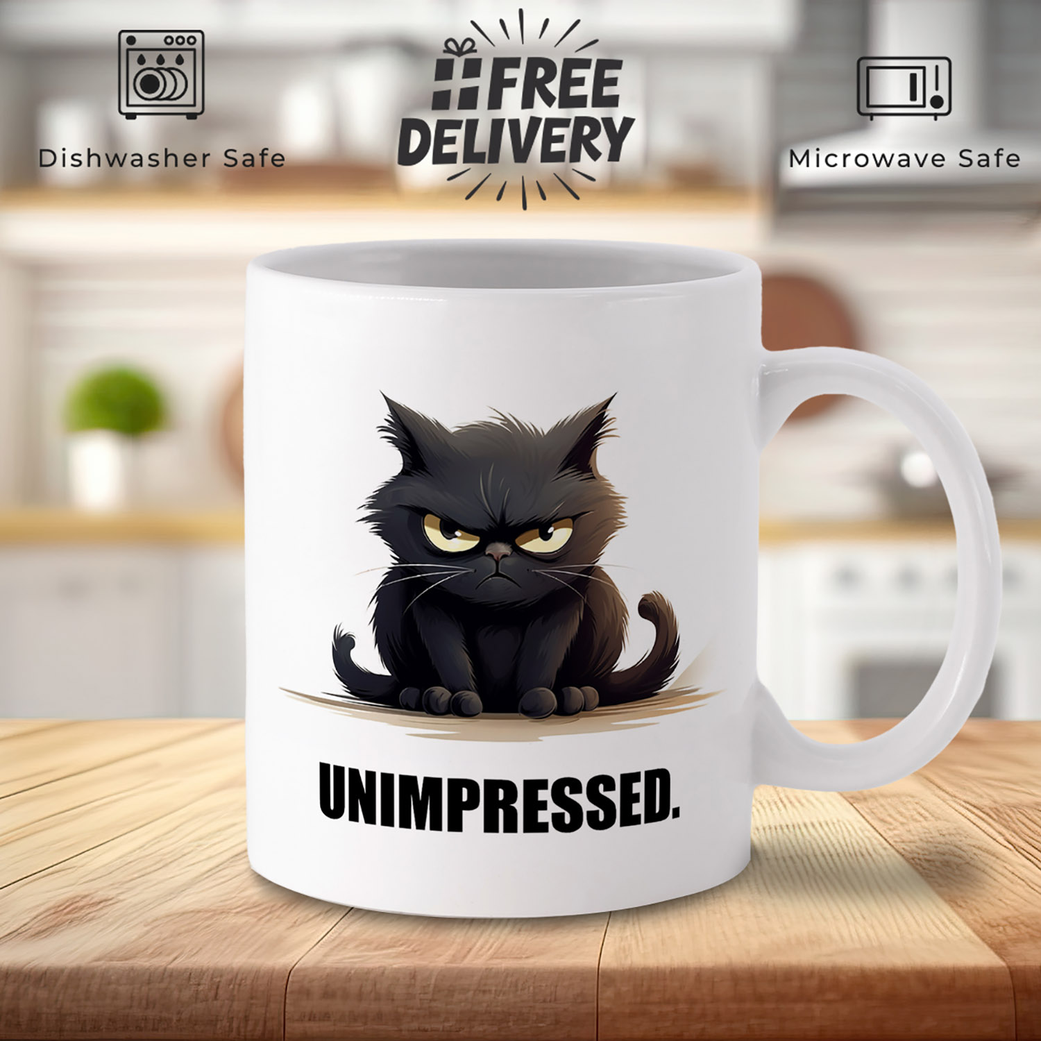 Unimpressed Cat Mug - 11oz Ceramic for Coffee Lovers