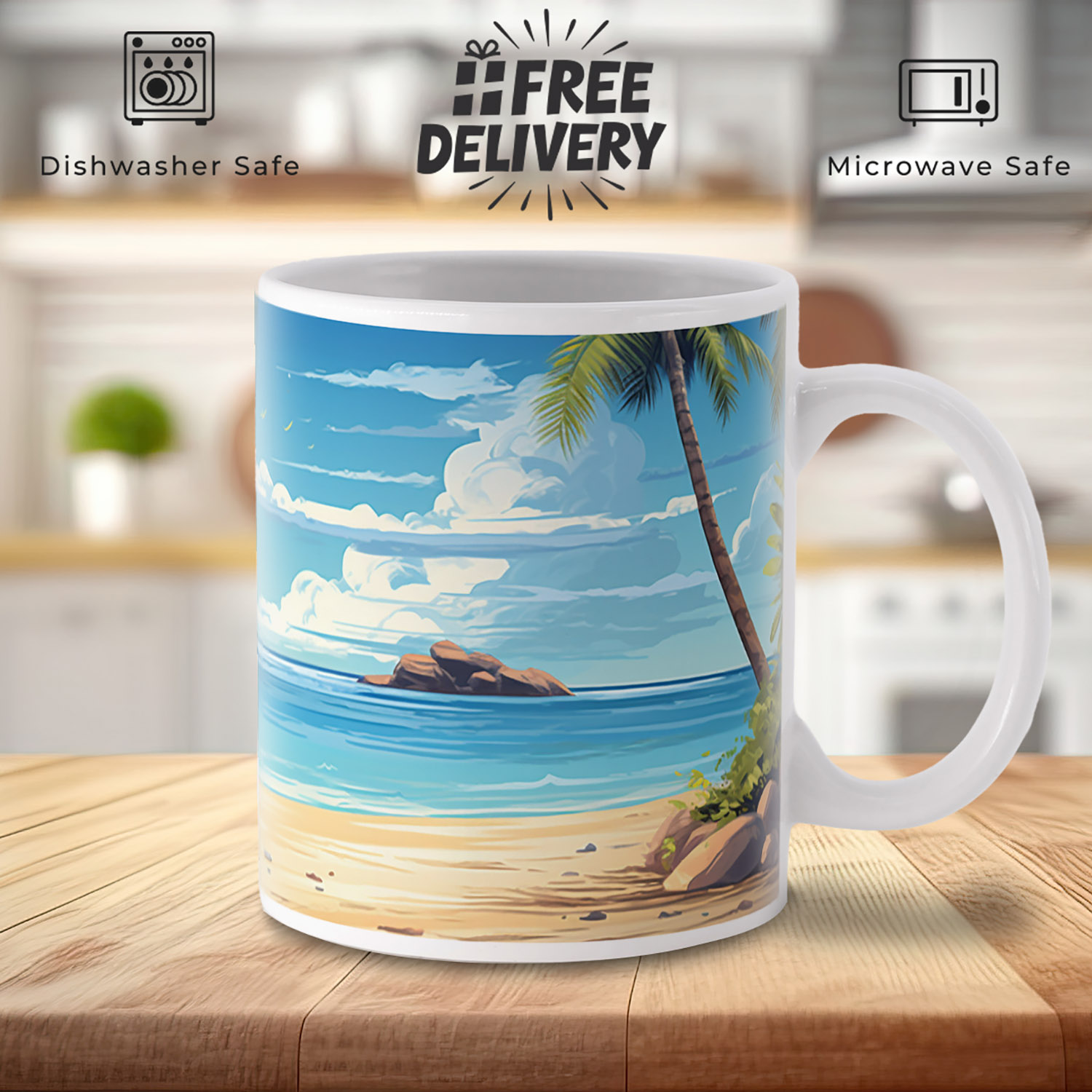 Tropical Beach Escape Mug - Serene Seaside Design for Relaxation