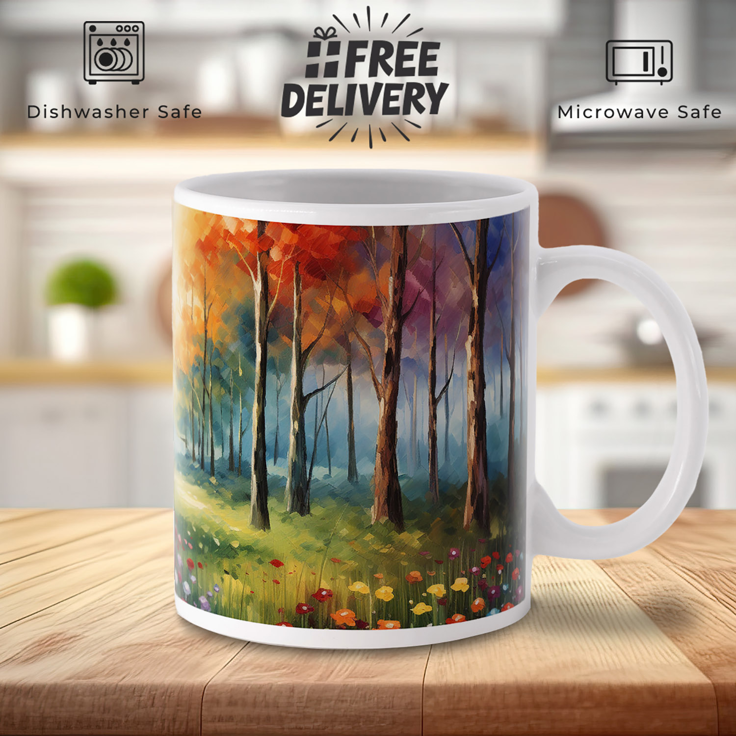 Enchanted Forest Artistic Coffee Mug - 11oz Ceramic Delight