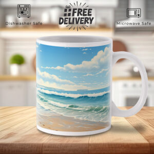 Serene Cornish Coastline 11oz Ceramic Mug - Beach Lover's Gift