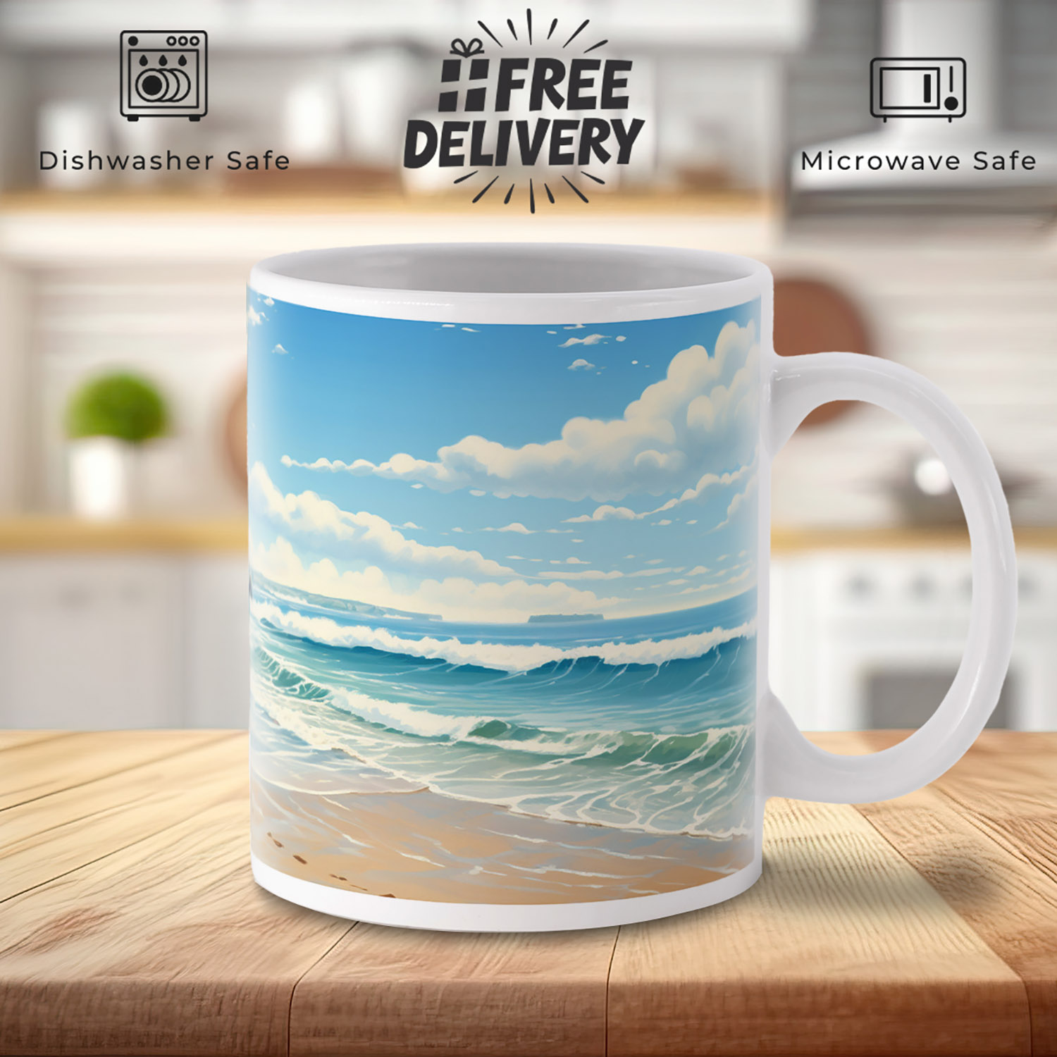 Serene Cornish Coastline 11oz Ceramic Mug - Beach Lover's Gift