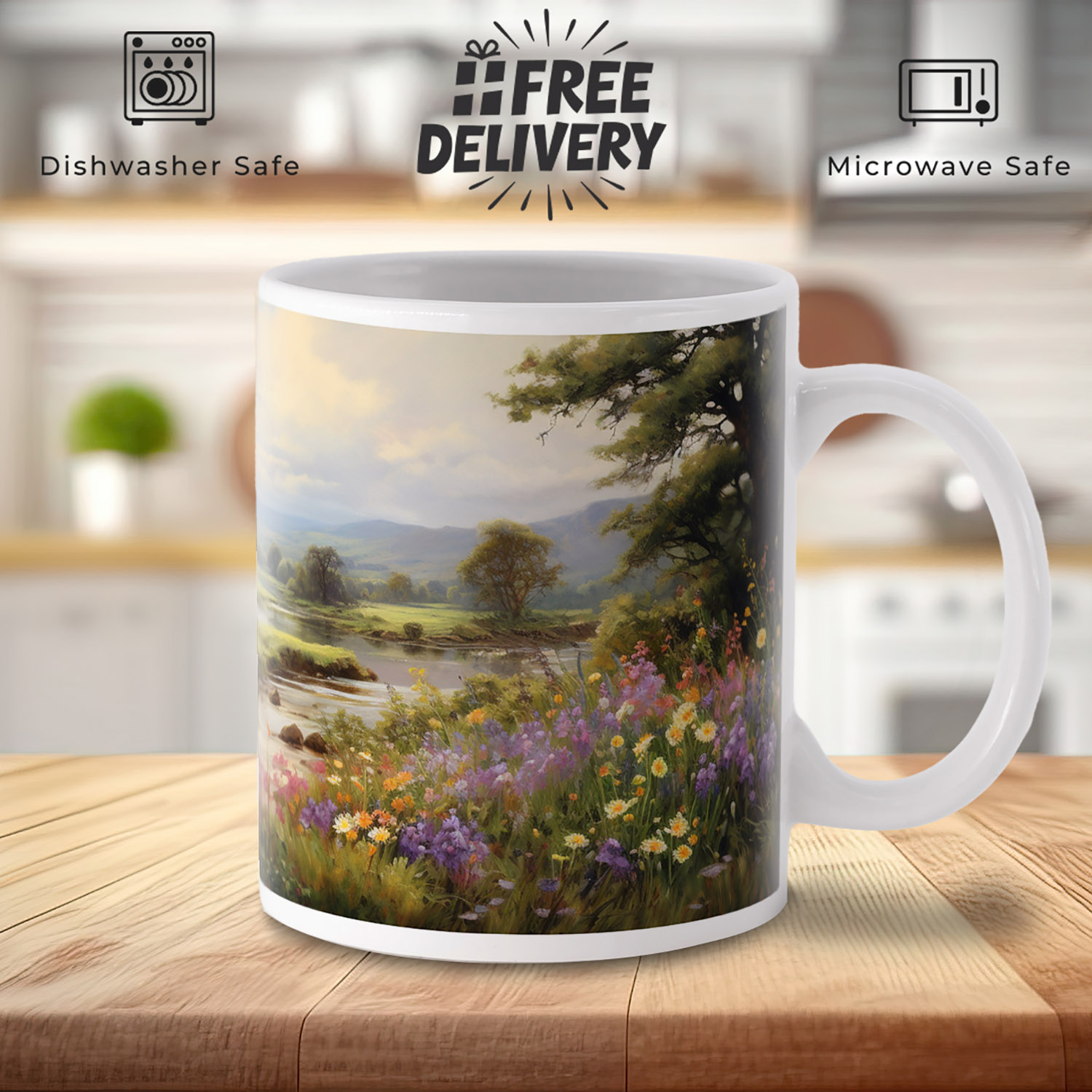 Idyllic Countryside Ceramic Mug - Perfect Gift for Nature Lovers