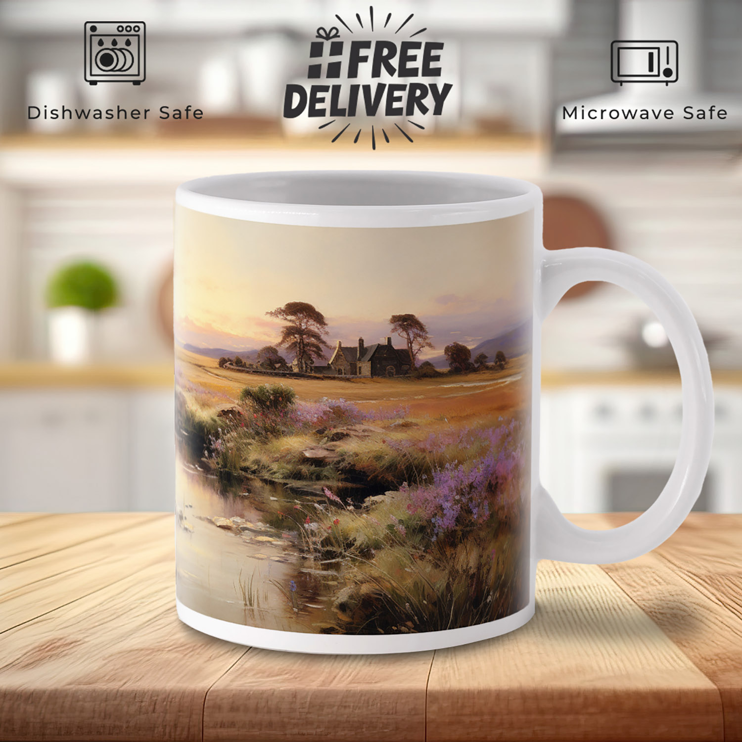 Idyllic Countryside Sunset 11oz Ceramic Mug - Perfect Gift