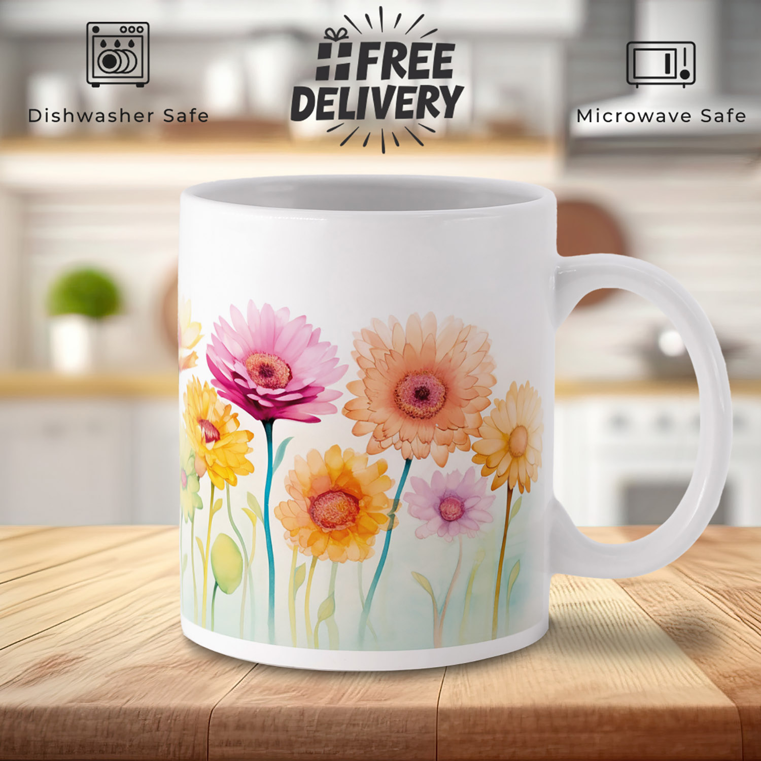 Charming Daisy Bloom Mug: Floral Elegance for Tea Lovers