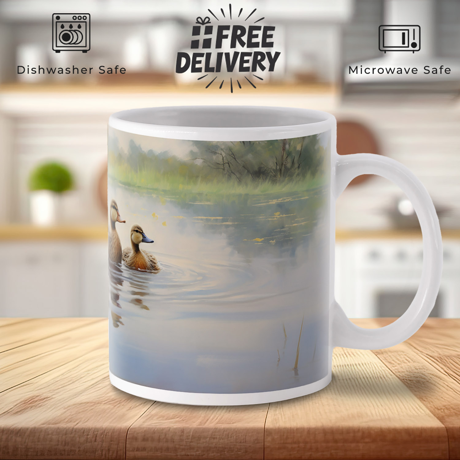 Tranquil Duck Pond Ceramic Mug - Perfect Gift for Nature Lovers