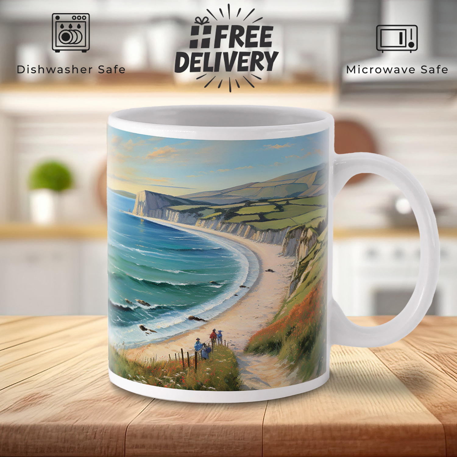 Coastal Artwork Ceramic Mug - Seaside Vista 11oz Gift