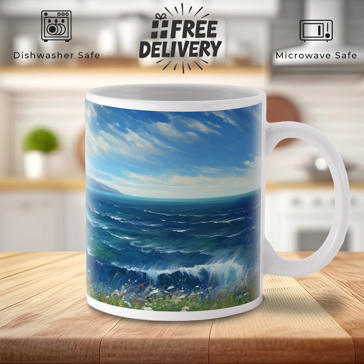 Monet-Inspired Durdle Door 11oz Ceramic Mug for Art Lovers