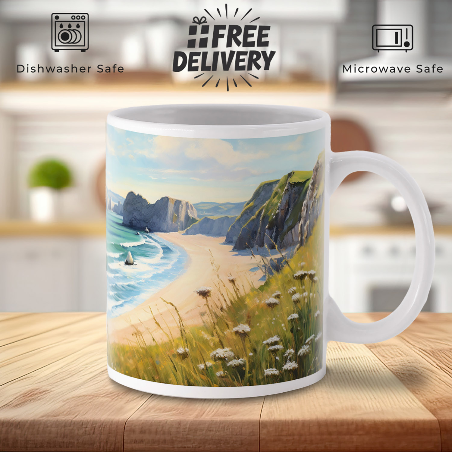 Monet-Inspired Durdle Door Mug - 11oz Ceramic Art Gift