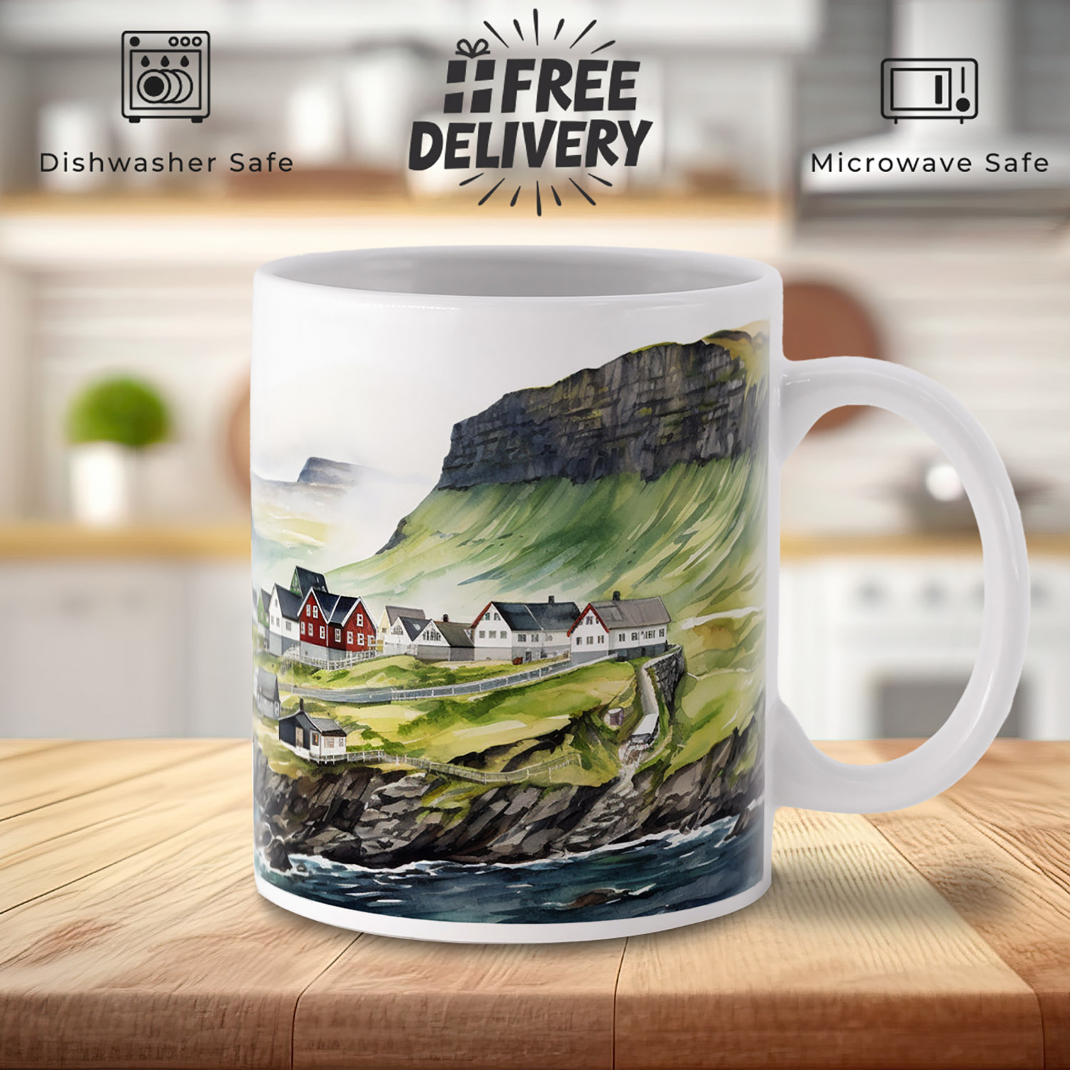 Scenic Faroe Islands Ceramic Coffee Mug - 11oz Travel Gift