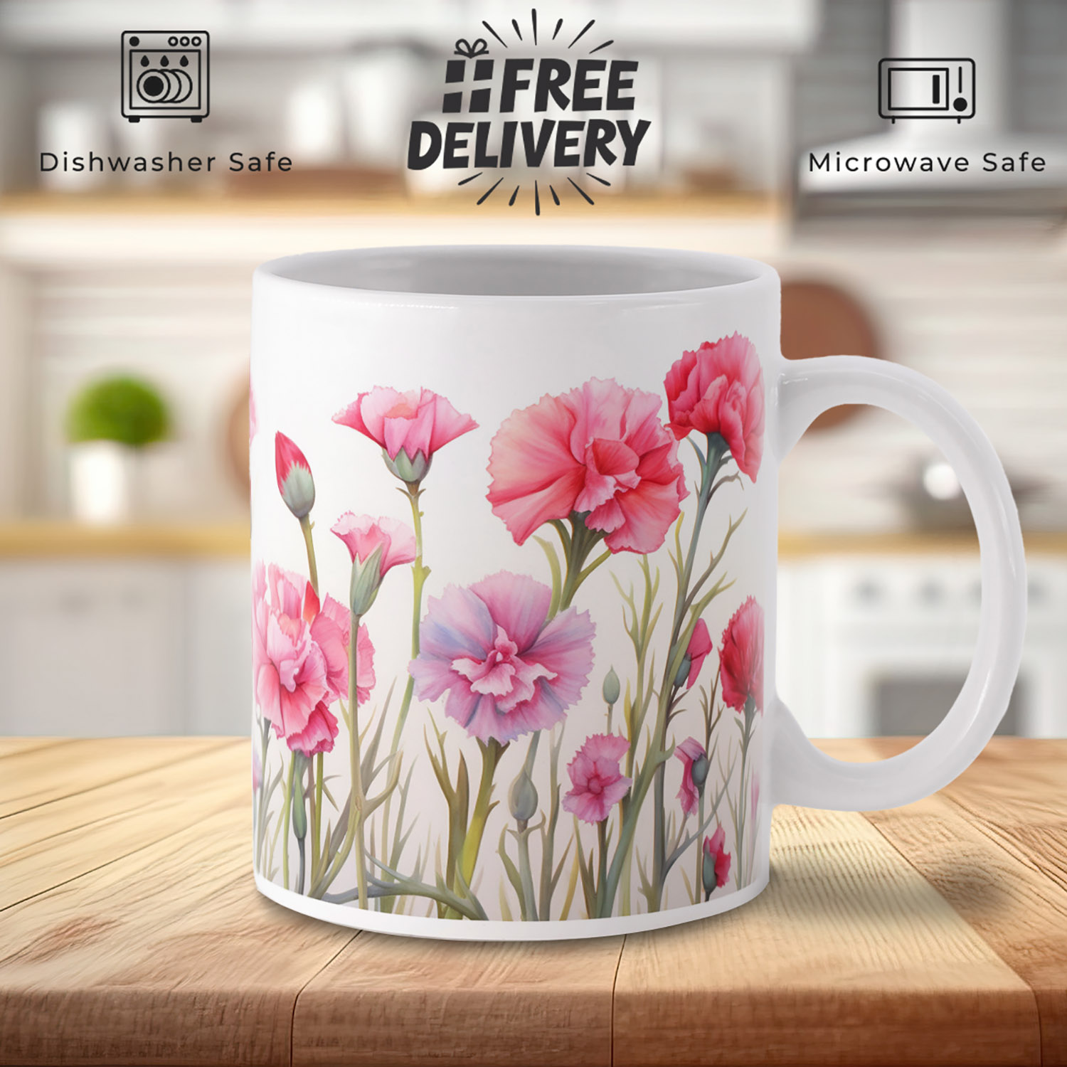 Floral Coronation 11oz Mug - Pink Blossoms for Tea Lovers