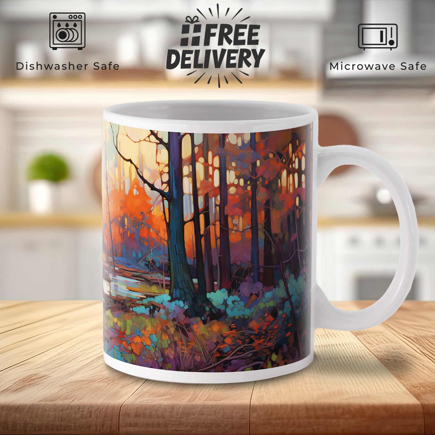 Enchanted Forest 11oz Mug - Vibrant Autumn Design for Cozy Sips