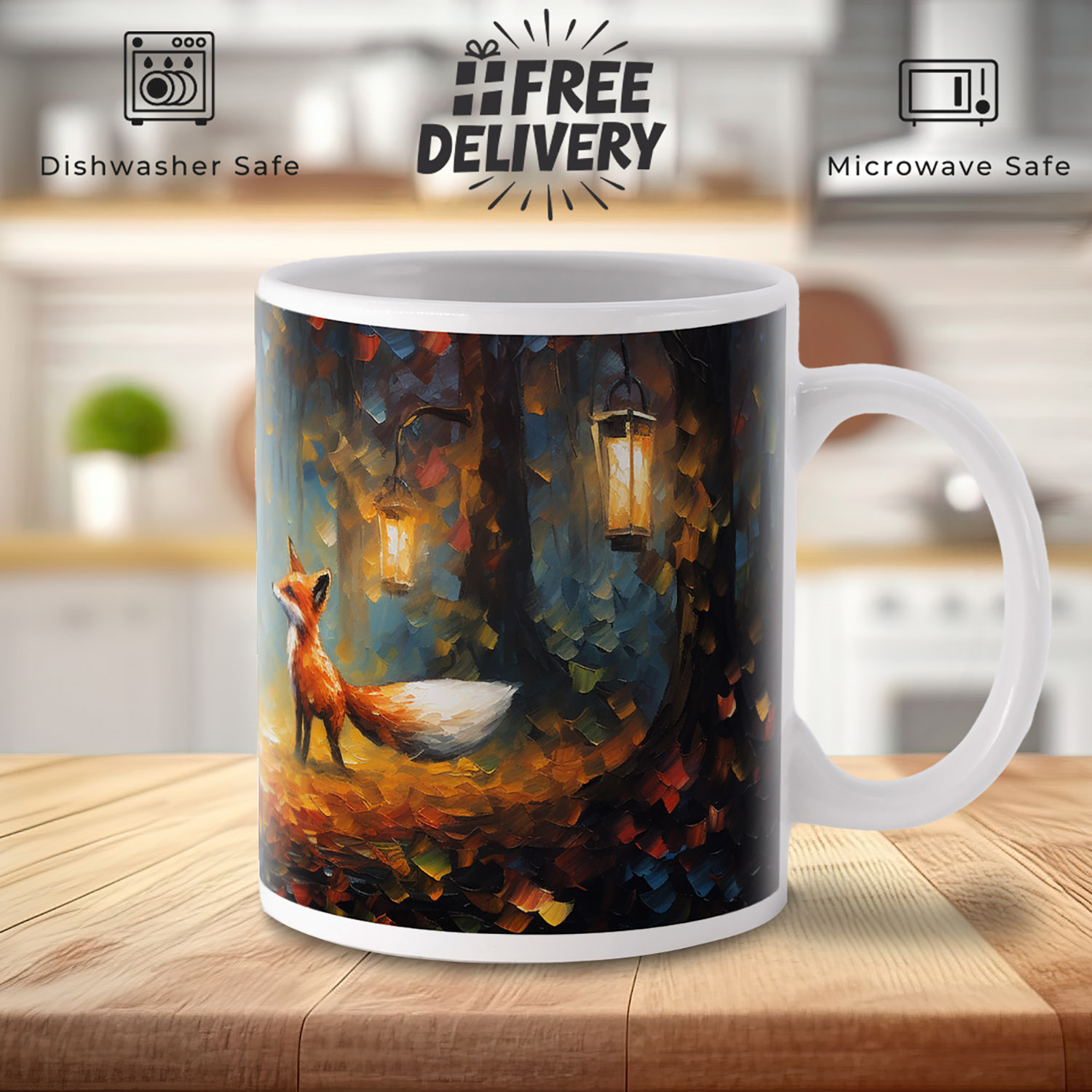 Enchanted Forest Foxes Ceramic Mug - Artistic Gift for Nature Lovers