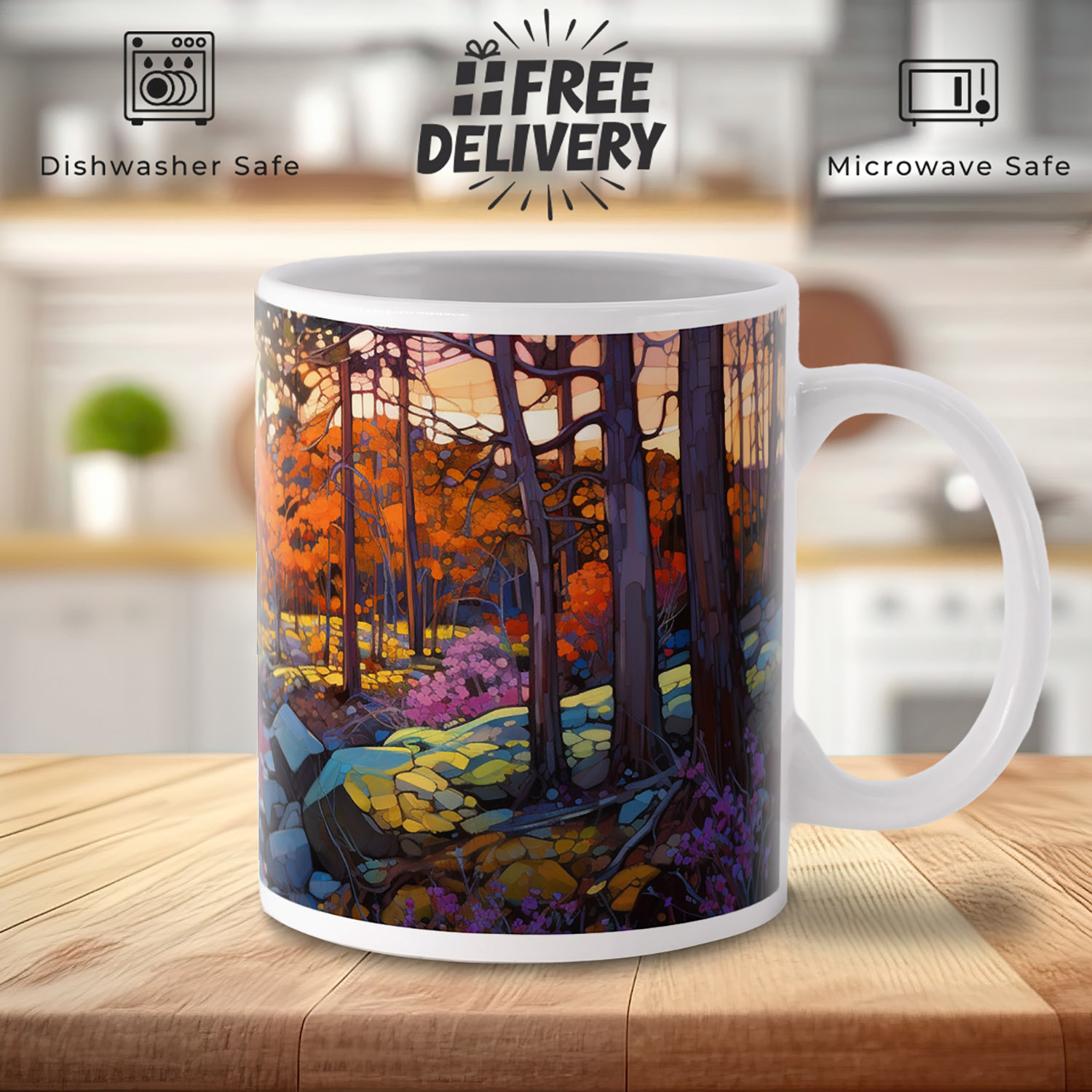 Enchanted Forest River Scene Mug - Nature Lover's Gift