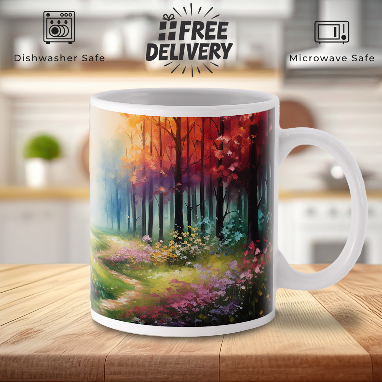 Enchanted Forest Sunrise Mug - 11oz Ceramic Coffee Cup