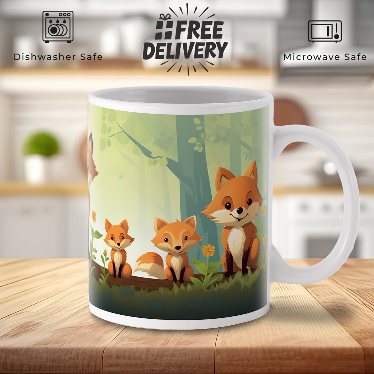 Enchanted Forest Fox Family Mug - 11oz Ceramic Gift