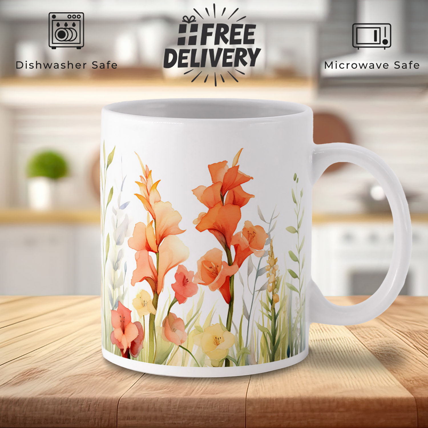 Vibrant Foxglove Ceramic Mug - Floral Elegance for Tea Lovers