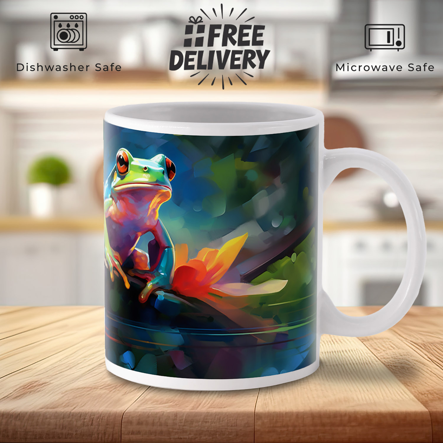 Vibrant Rainforest Frog Ceramic Mug - 11oz Nature Lover's Gift