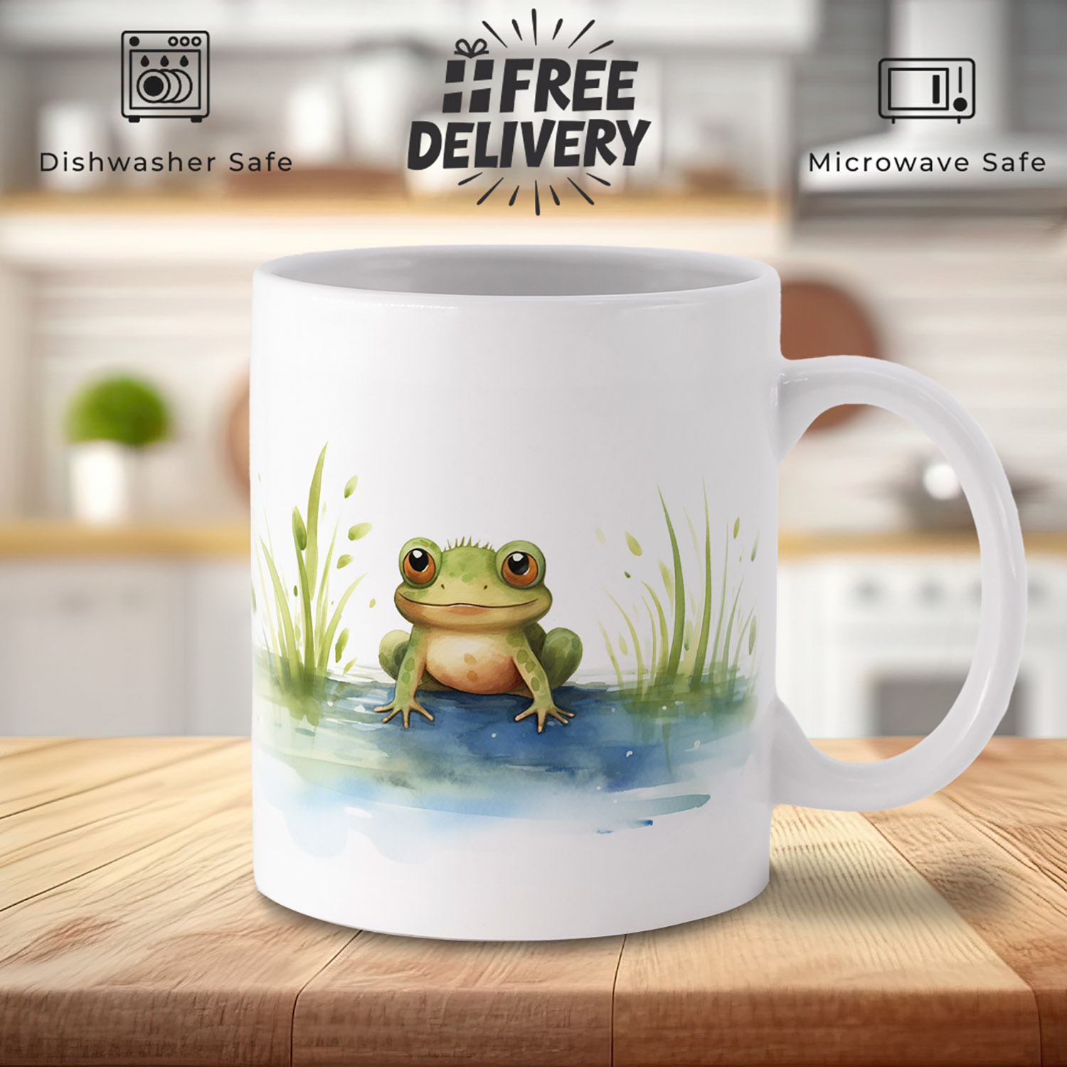 Whimsical Frog Pond 11oz Ceramic Mug for Nature Lovers