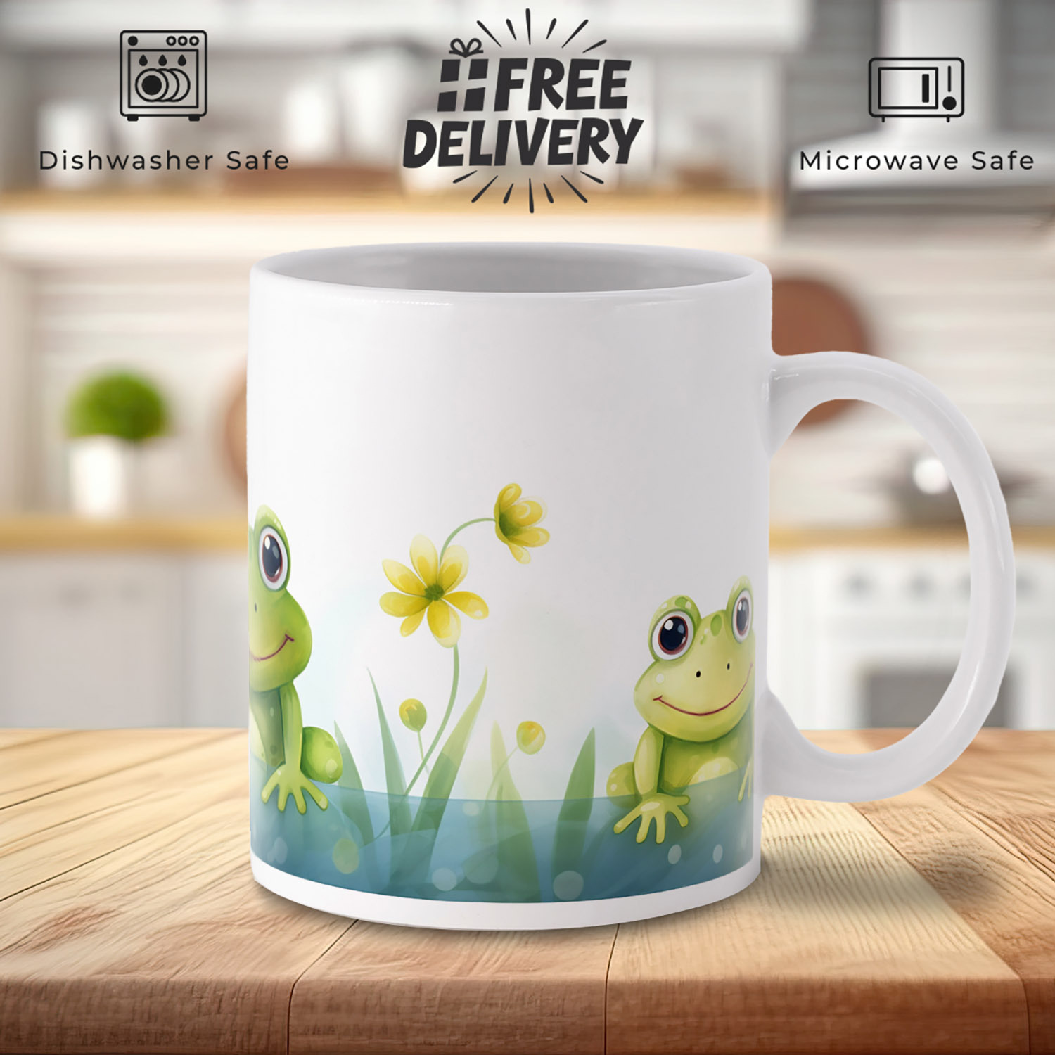 Whimsical Froggy Friends 11oz Ceramic Mug for Pond Lovers