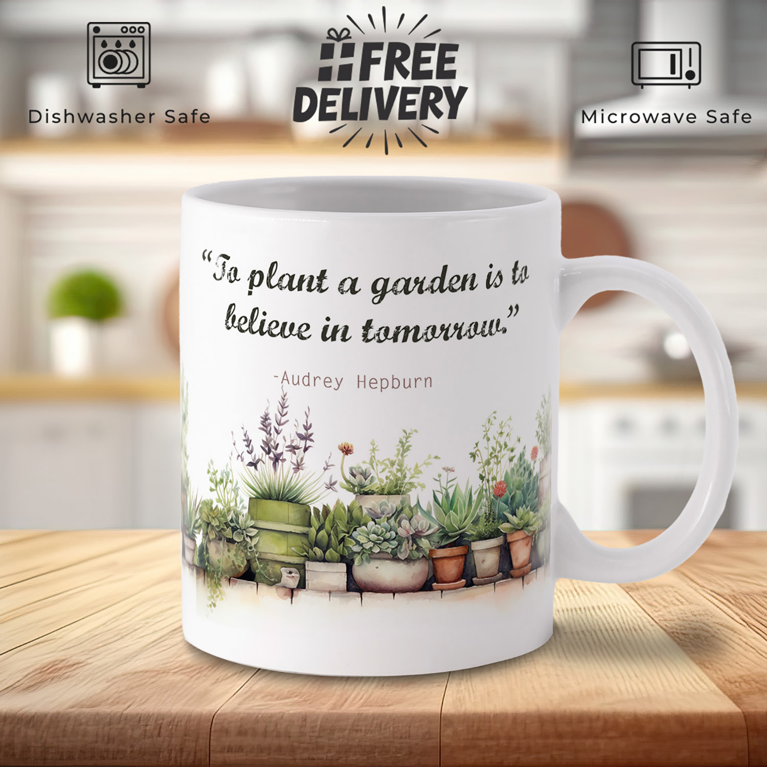 Charming Garden Quote Mug - 11oz Ceramic Gift for Gardeners