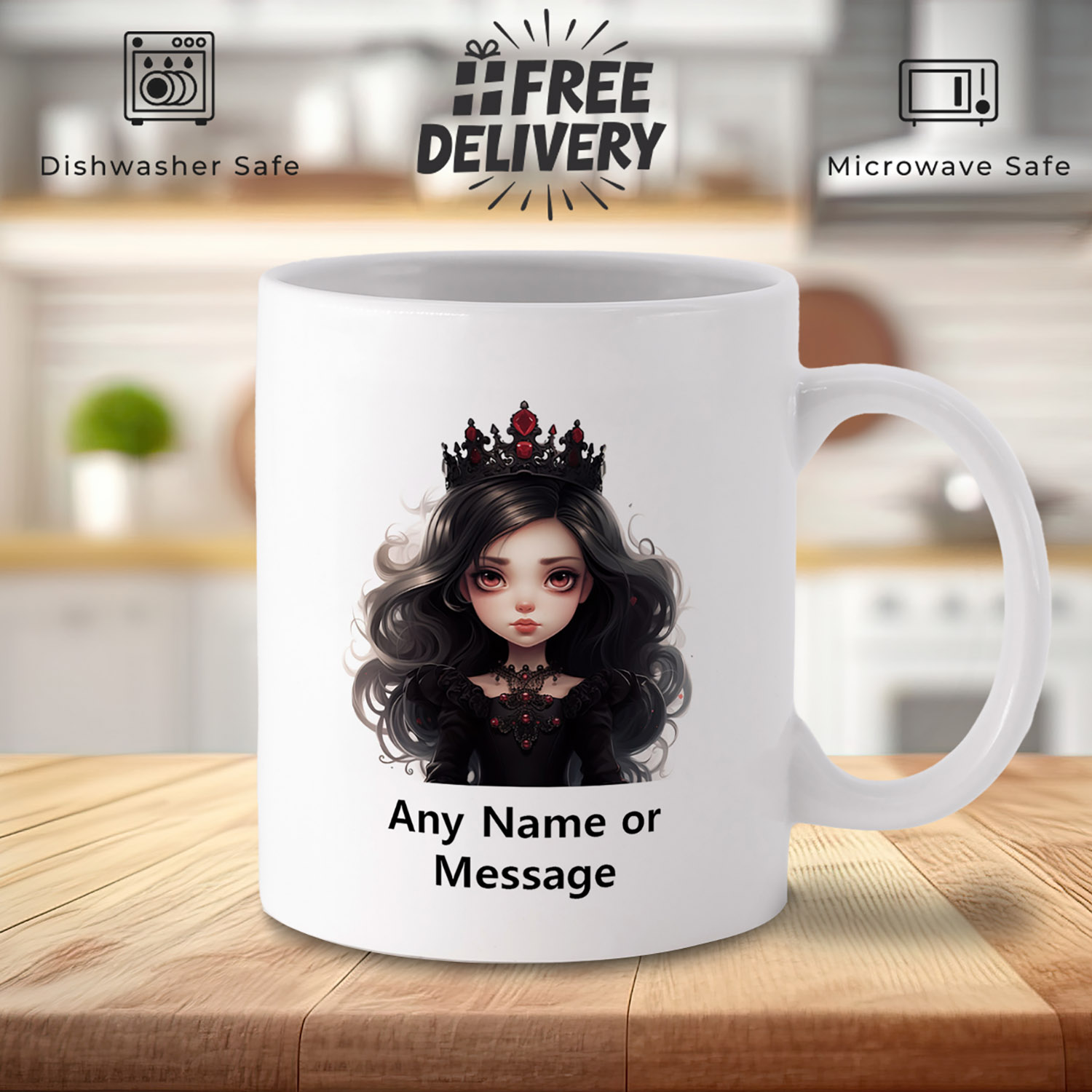 Personalized Gothic Princess 11oz Ceramic Mug for Unique Gifts