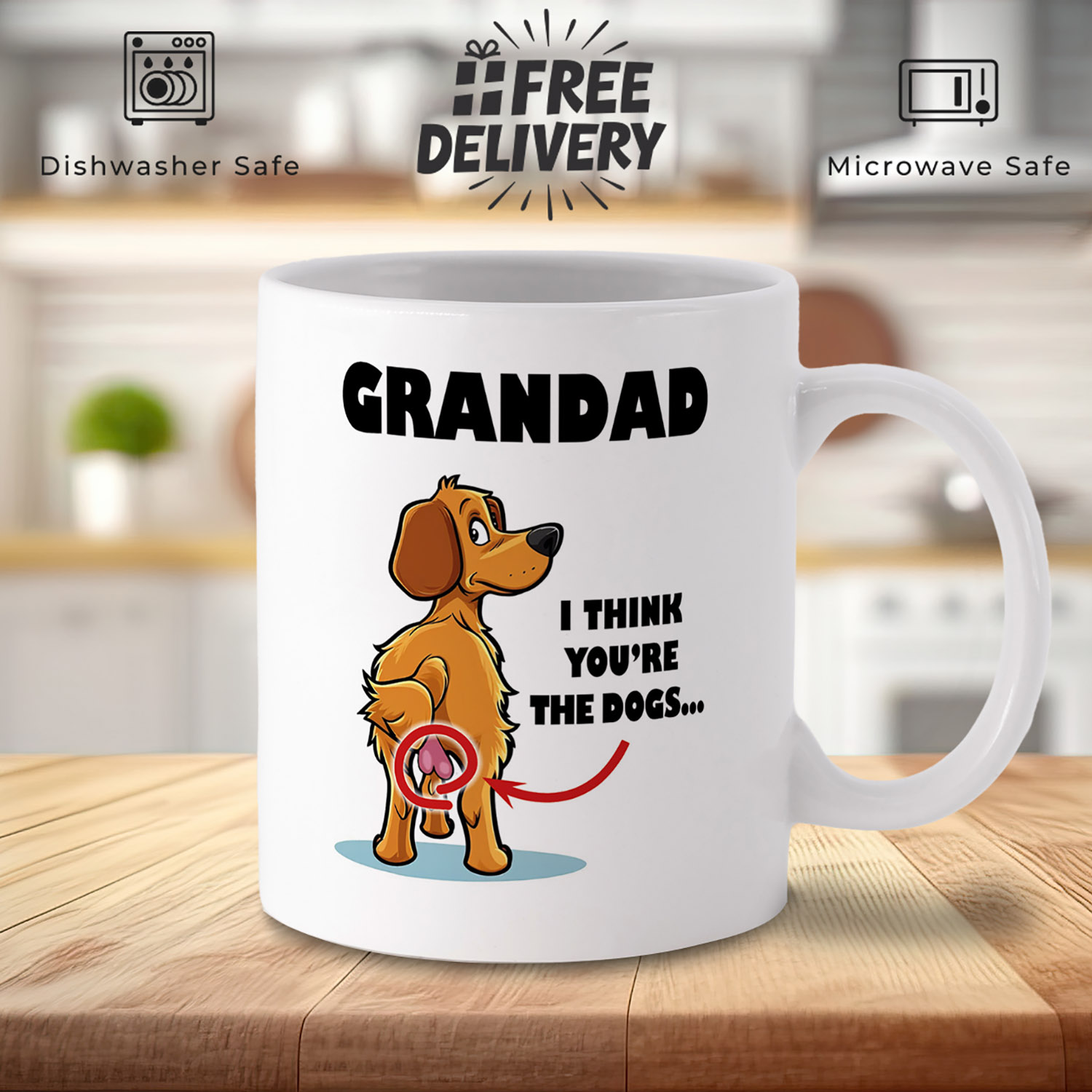 Charming Dog Mug for Grandad - 11oz Ceramic Gift