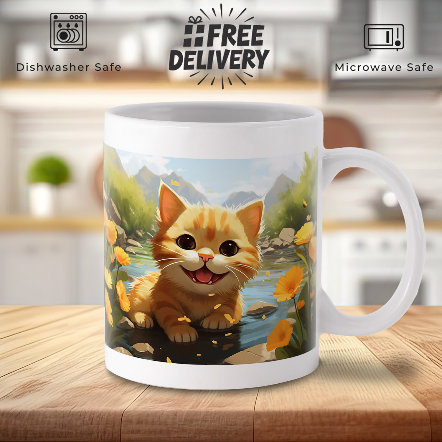 Charming Ginger Cat Mug - Autumnal Bliss 11oz Ceramic Gift