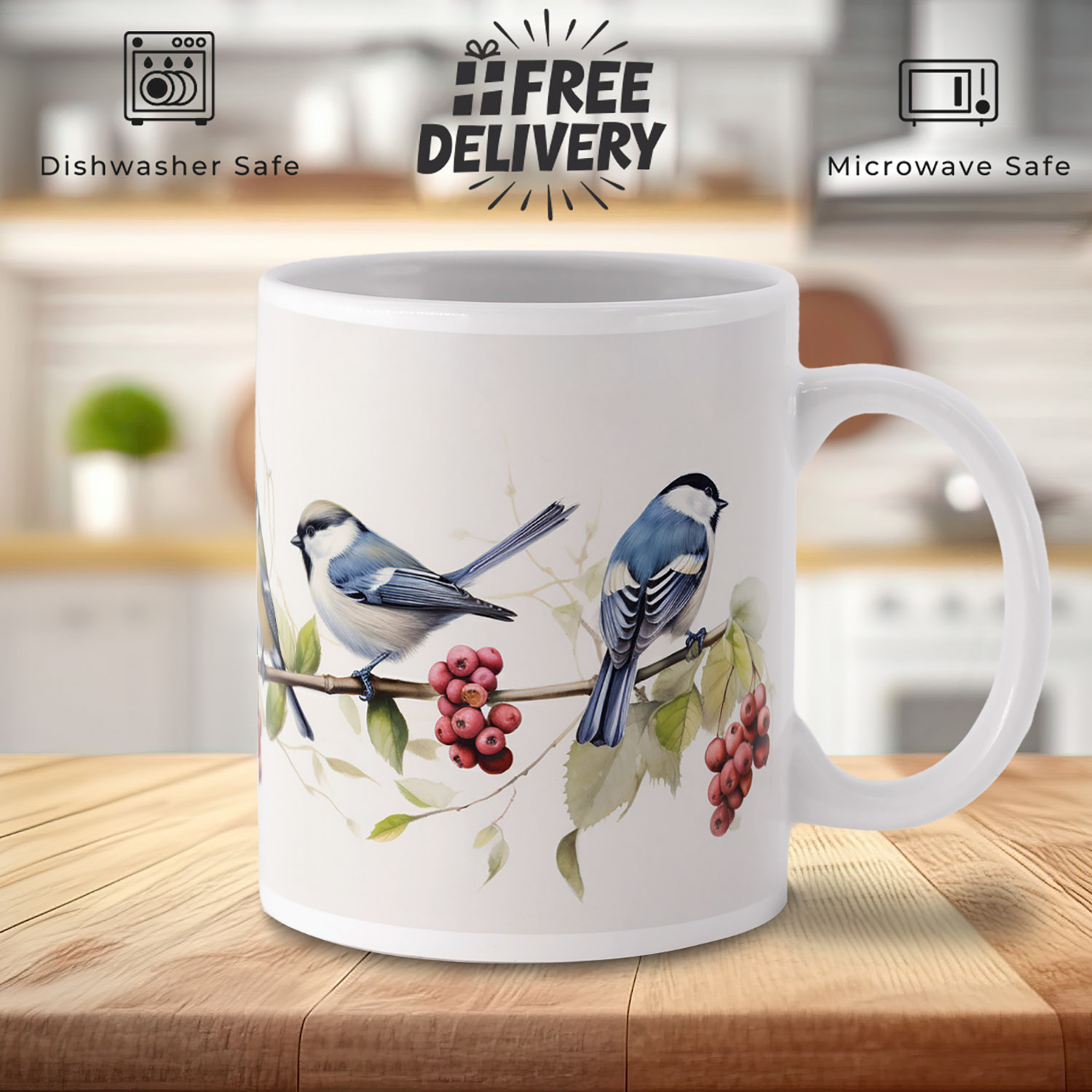 Hedgerow Birds Ceramic Mug - Charming Countryside Design