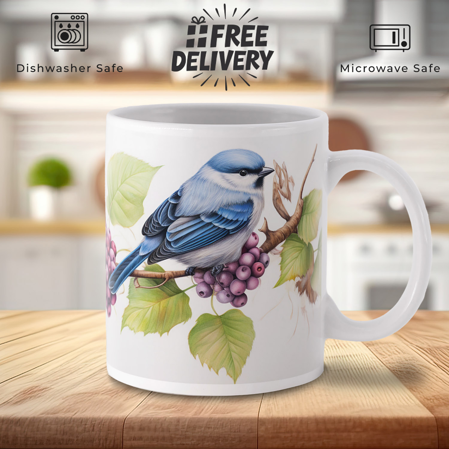 Hedgerow Birds Ceramic Mug - Charming Countryside Gift