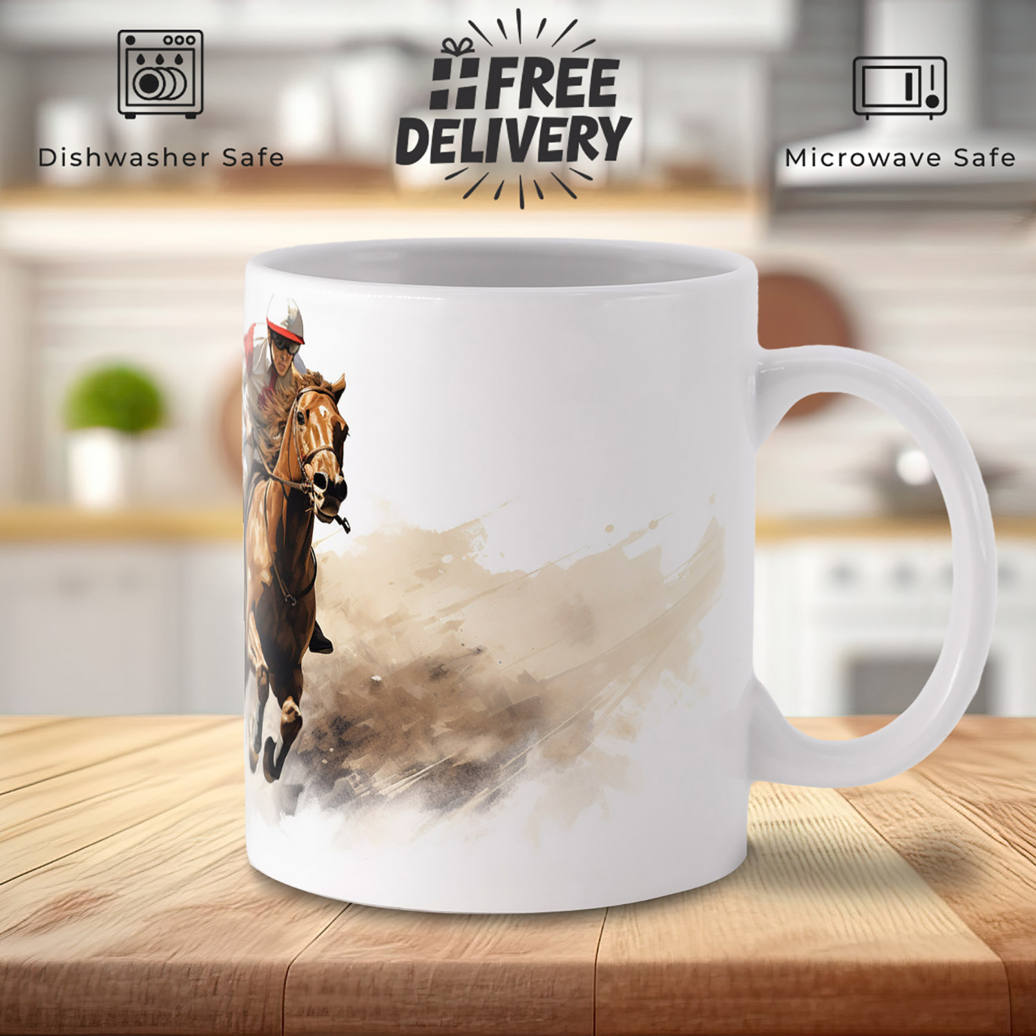 Dynamic Horse Jockey Mug - Perfect for Equestrian Fans