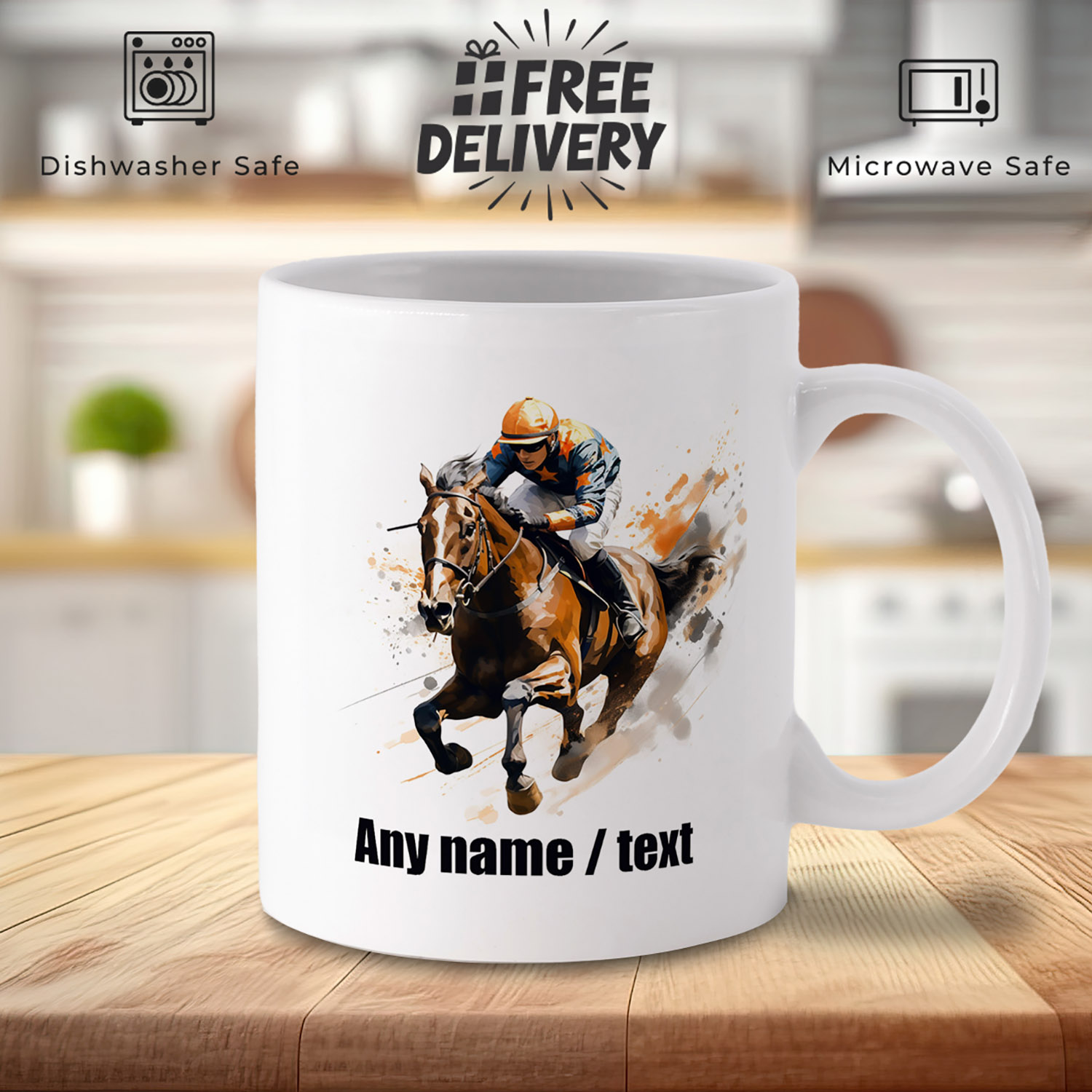 Personalised 11oz Horse Racing Mug - Perfect Gift for Fans