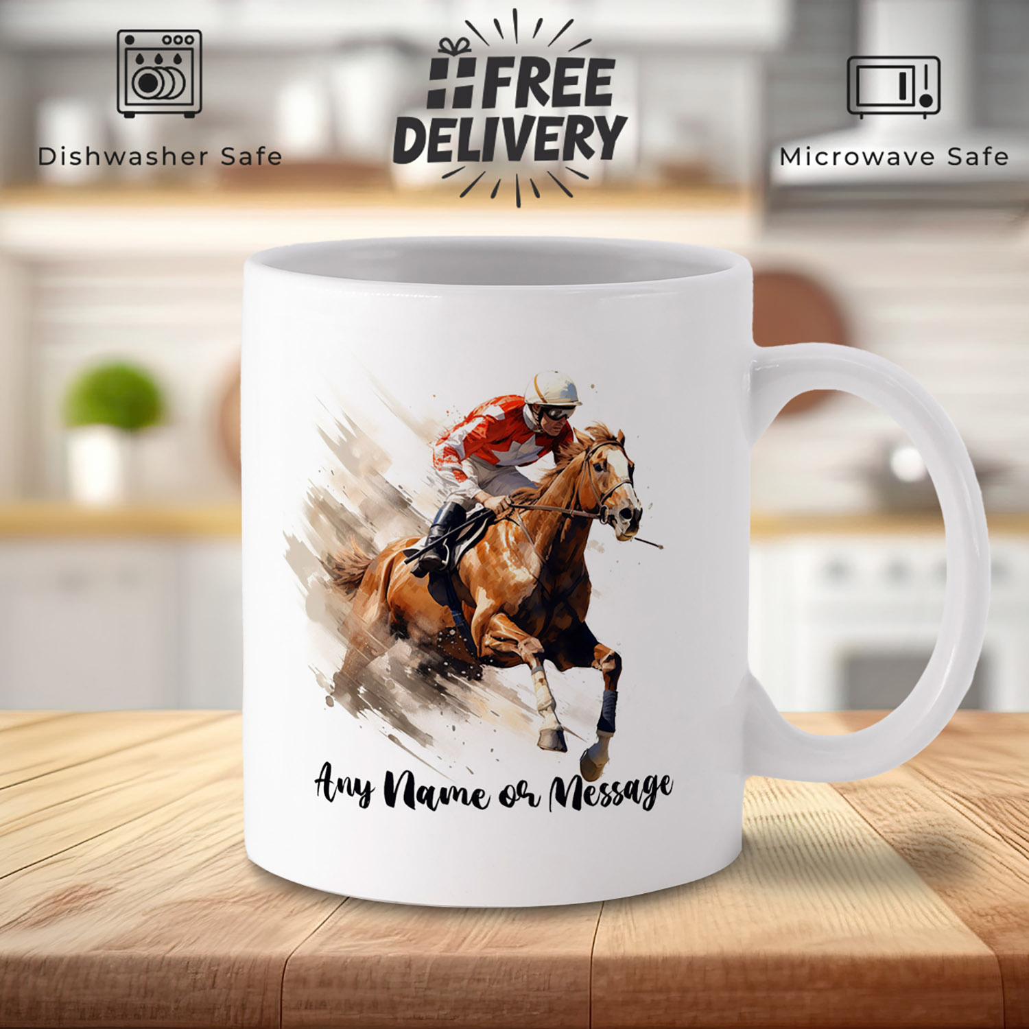 Custom Horse Racing Mug - Personalised 11oz Ceramic Gift