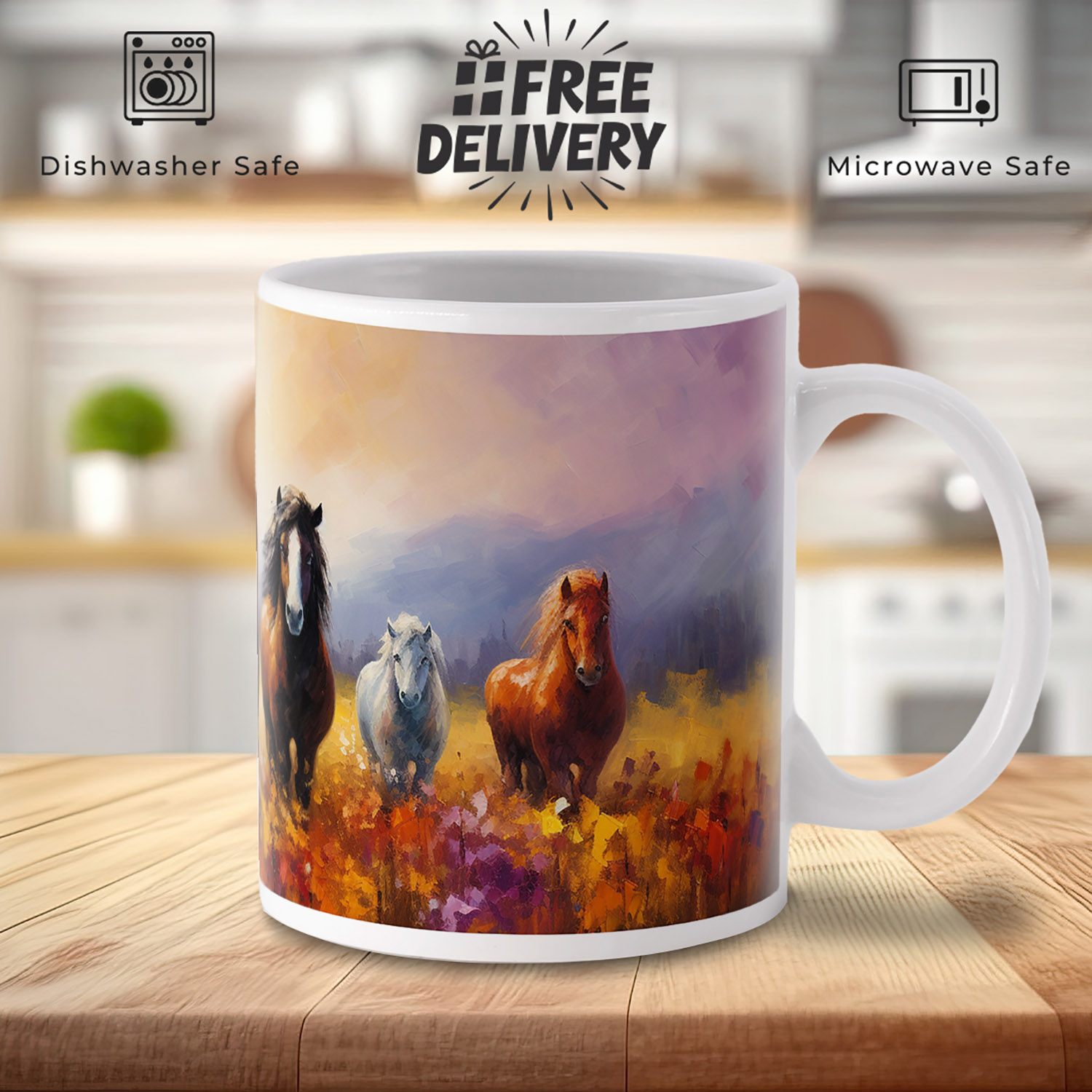 Artistic Watercolour Horse Mug - Equestrian Drinkware