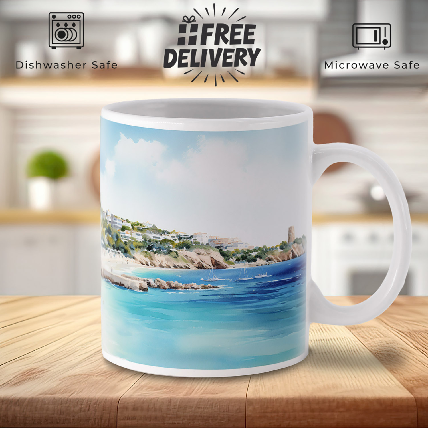 Serene Ibiza Beachscape Mug - Perfect for Coastal Lovers