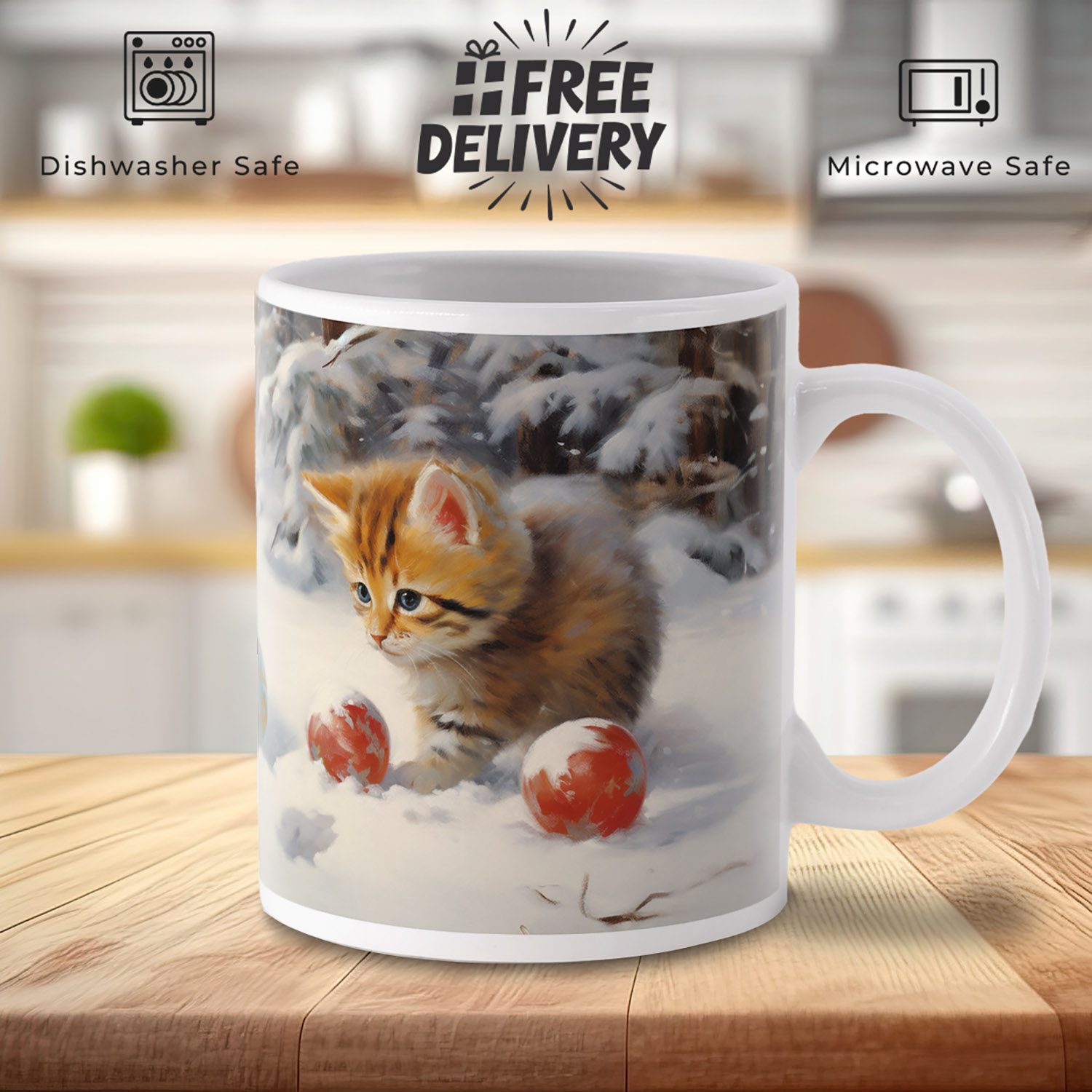 Charming Kittens Snowfall Mug - Perfect Gift for Cat Lovers