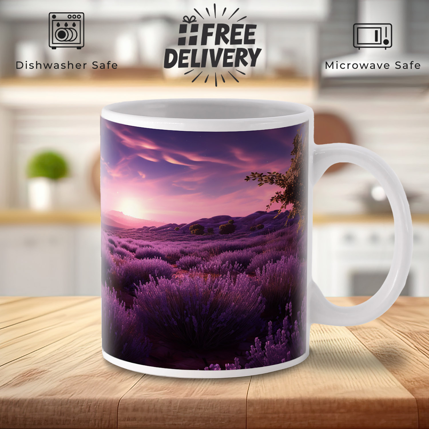 Serene Lavender Sunrise 11oz Ceramic Mug for Morning Bliss