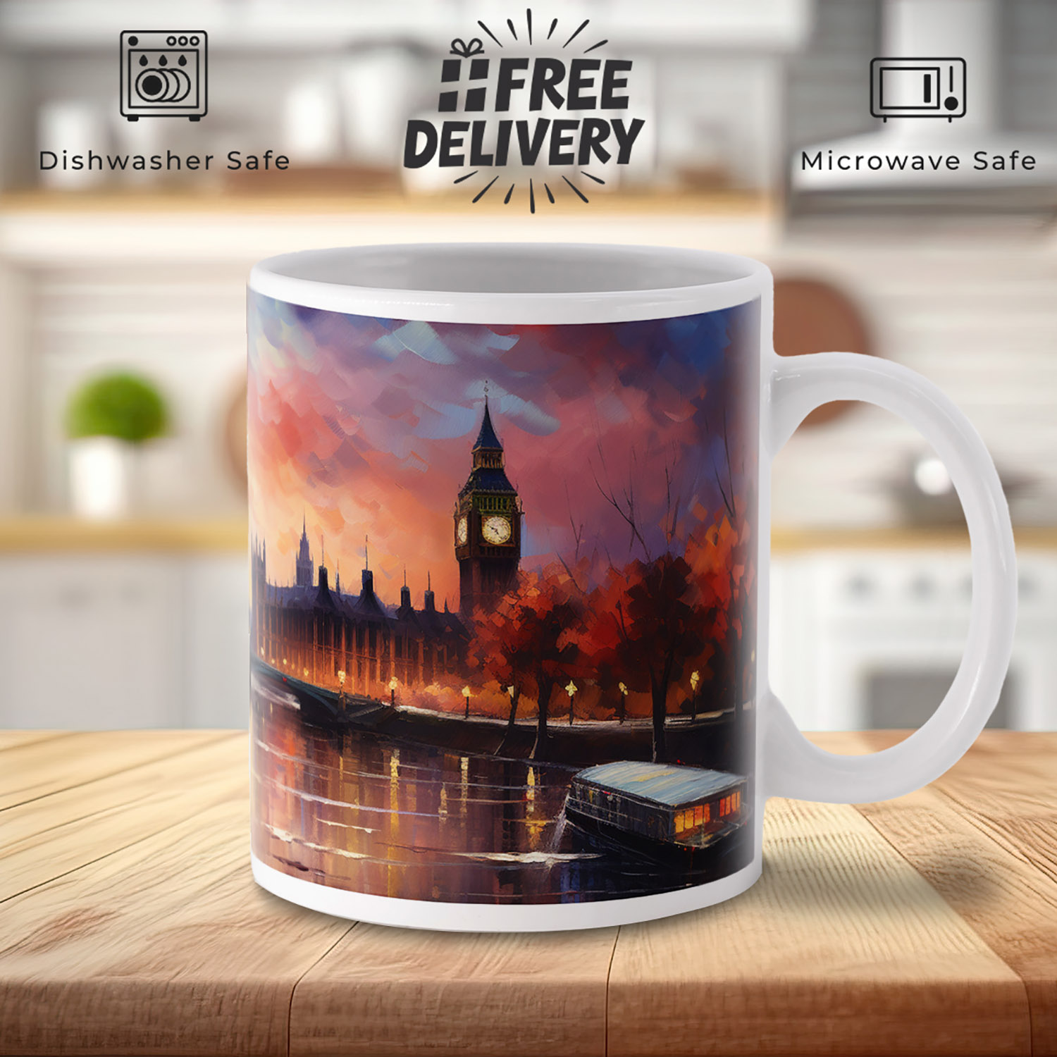 London Sunset Monet-Style Mug - 11oz Ceramic Art Gift