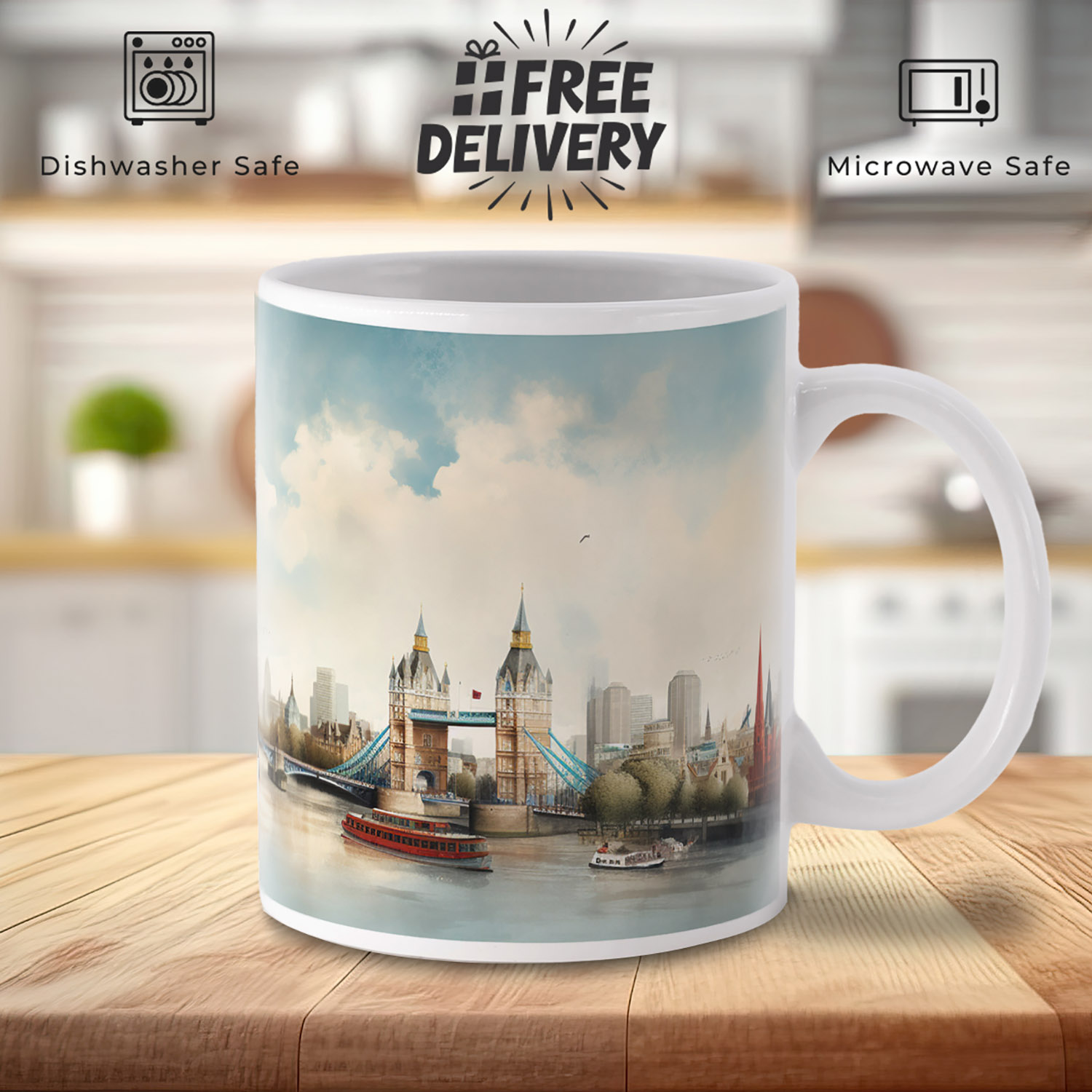 London Skyline 11oz Mug: Iconic Bridge & River Design