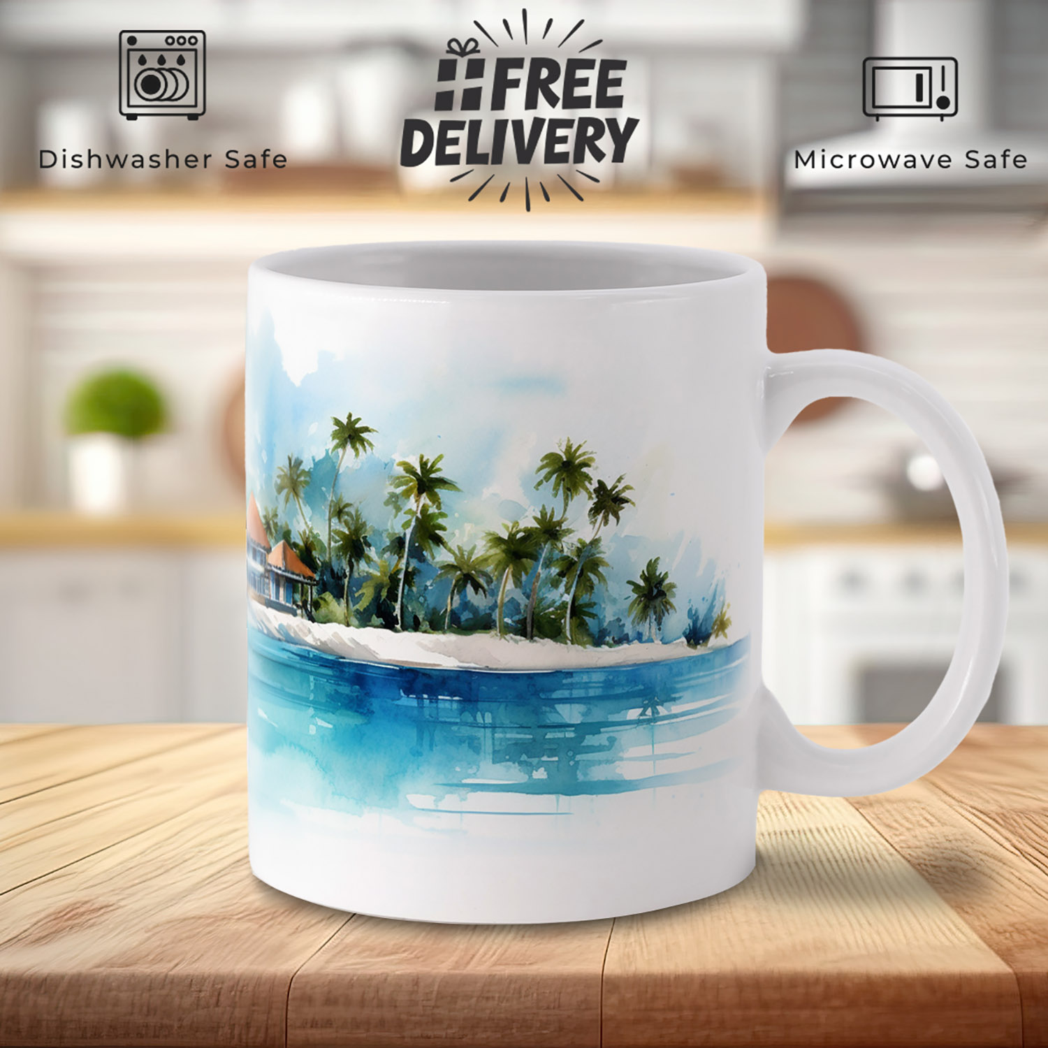 Tropical Maldives Paradise Mug - 11oz Ceramic Coffee Cup