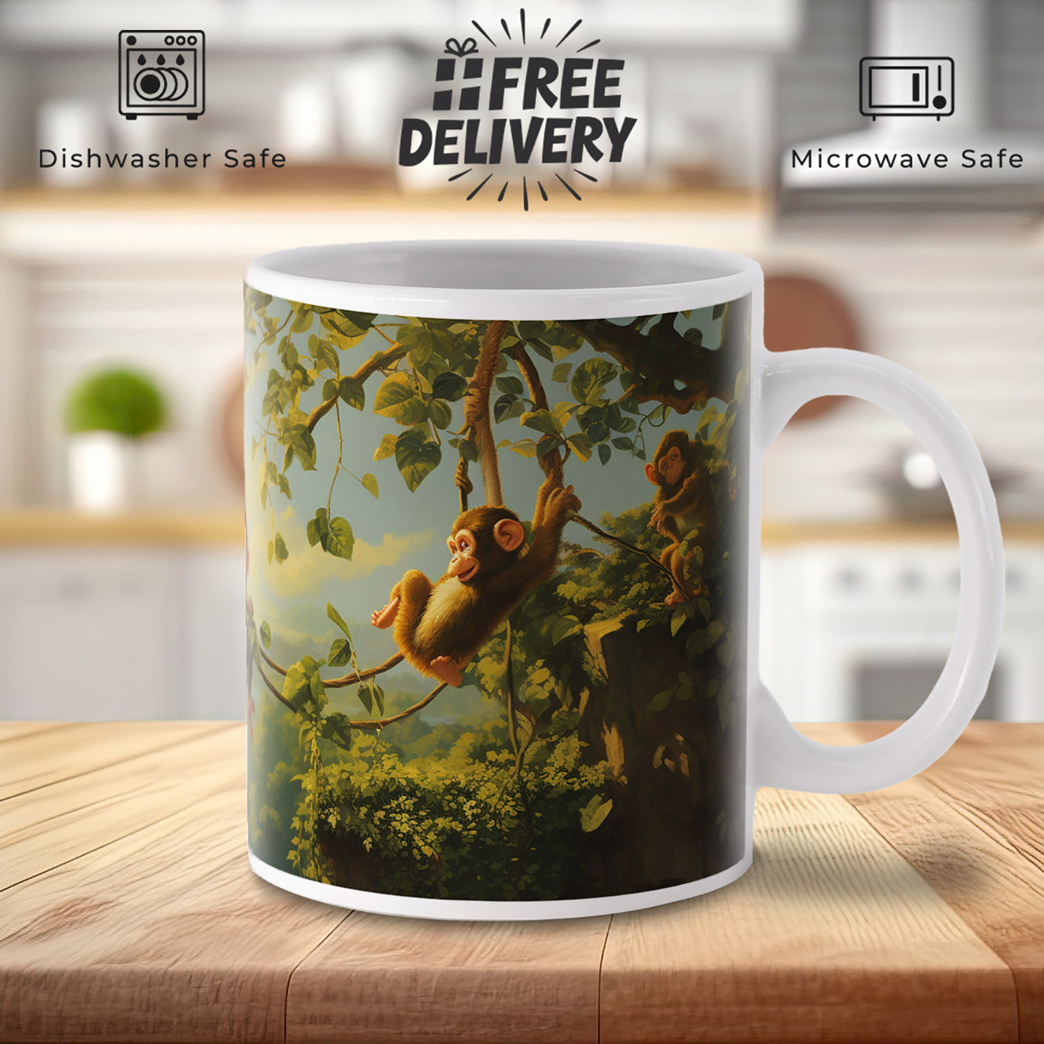 Jungle Monkey Adventure Mug - Fun 11oz Ceramic Gift