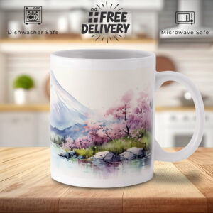 Mount Fuji Cherry Blossom Mug - 11oz Ceramic Coffee Cup