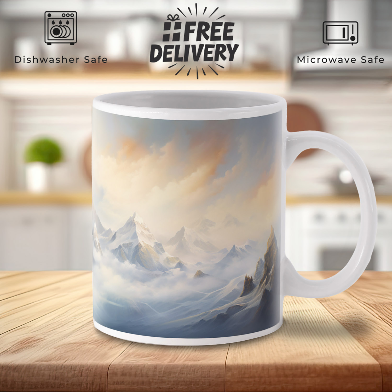 Majestic Mountain Sunrise 11oz Ceramic Mug for Nature Lovers