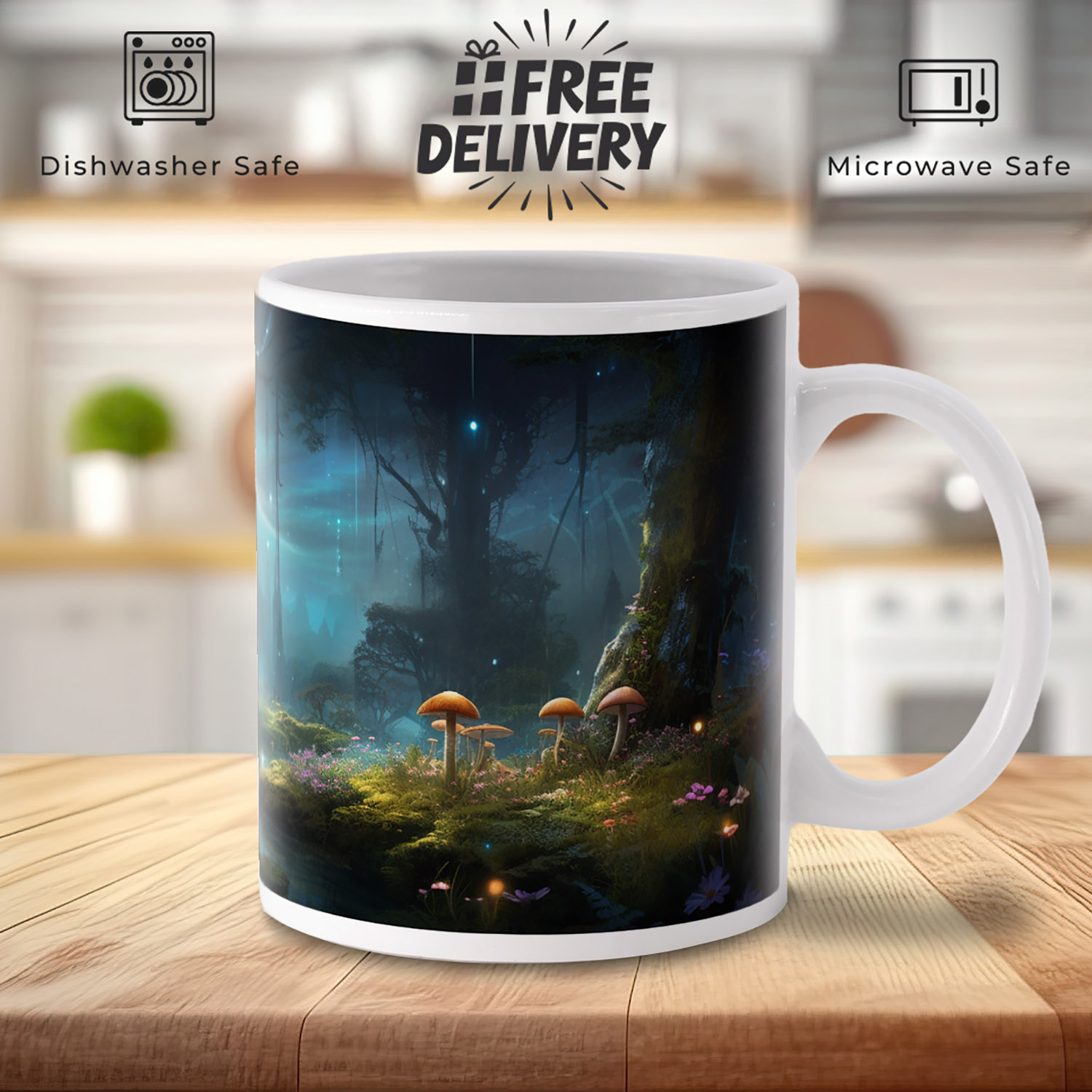 Enchanted Forest Mushroom Mug - 11oz Ceramic Coffee Cup